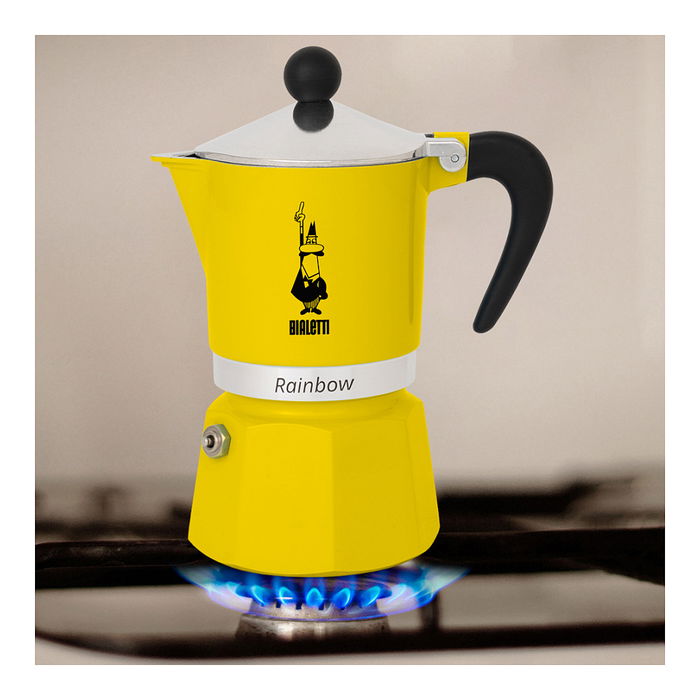Bialetti RAINBOW Cafetera Italiana 3 Tazas Amarillo Aluminio