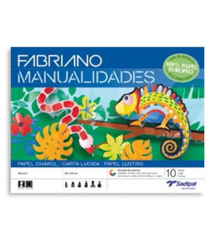 Fabriano Bloc de 10 Hojas de Papel Charol Colores Surtidos Fabriano Bloc de 10 Hojas de Papel Charol Colores Surtidos