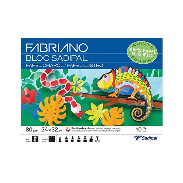 Fabriano Bloc de 10 Hojas de Papel Charol Colores Surtidos Fabriano Bloc de 10 Hojas de Papel Charol Colores Surtidos