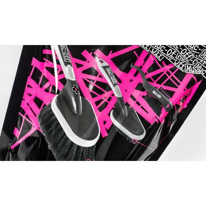 Muc-Off Set de 3 Cepillos de Limpieza: Cepillo Suave, de Detalle y de Garra - Ideal para Taller y Mantenimiento