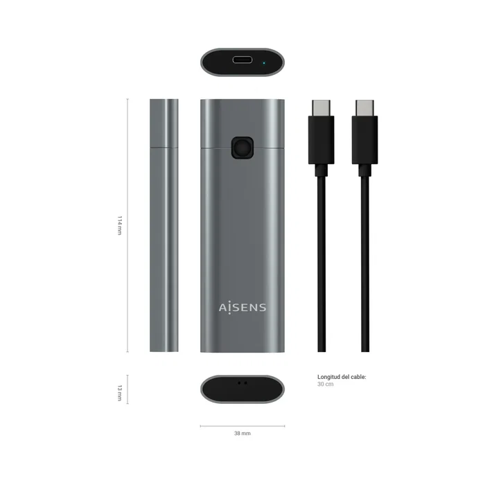 Aisens Caja Externa M.2 NVMe USB 3.2 Gen2 ASM2-021GR Gris
