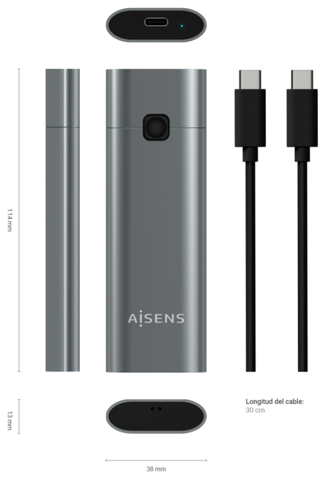Aisens Caja Externa M.2 NVMe ASM2-021GR USB 3.2 Gen2 Gris