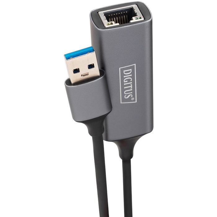 Digitus Adaptador USB 3.0 a RJ45 Gigabit Ethernet LAN, Blanco, Compatible con Windows y Mac OS
