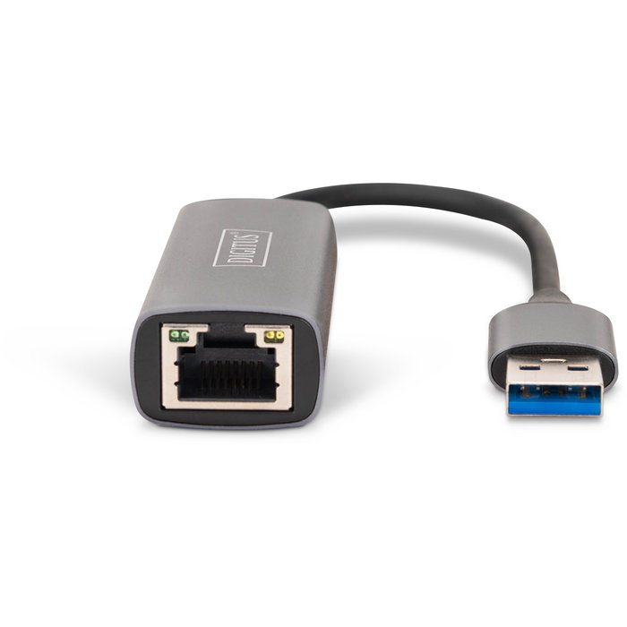 Digitus Adaptador USB 3.0 a RJ45 Gigabit Ethernet LAN, Blanco, Compatible con Windows y Mac OS