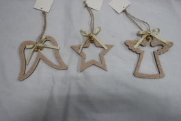 DKD Home Decor Decoración Colgante de Madera Surtido de 3 Unidades