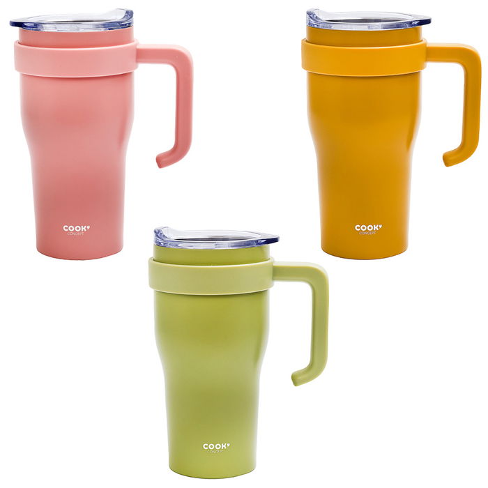 Cook Concept Mug Térmico Miami 600 Ml Mantiene Frío/Caliente 6 Horas Acero Inoxidable Ideal para Deportes y Viajes