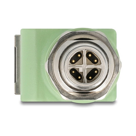 DeLOCK 60681 Adaptador M12 X-coded 8 Pin a RJ45 Cat.5e Verde Angular