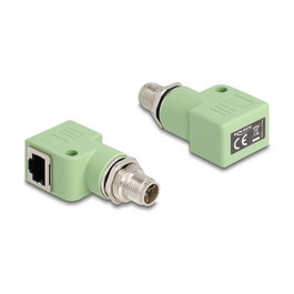 DeLOCK 60681 Adaptador M12 X-codificado 8 Pin a RJ45 Cat.5e Verde Angular