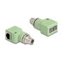 DeLOCK 60681 Adaptador M12 X-codificado 8 Pin a RJ45 Cat.5e Verde Angular