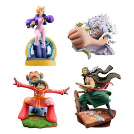 One Piece Petitrama Set de 4 Estatua PVC Logbox Re Birth Egghead 9 cm
