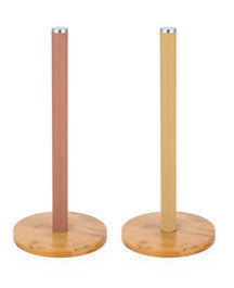 DKD Home Decor Portarrollos de Acero Inoxidable y Bambú, Surtido de 2