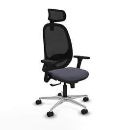 PIQUERAS Y CRESPO Silla de oficina Cilanco con mecanismo Sincro, Gris oscuro y Negro