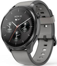 Hama Smartwatch 9000 Reloj Inteligente Negro-Gris Caja de Acero y Pulsera de Silicona GPS Pulsómetro SpO2 Amoled