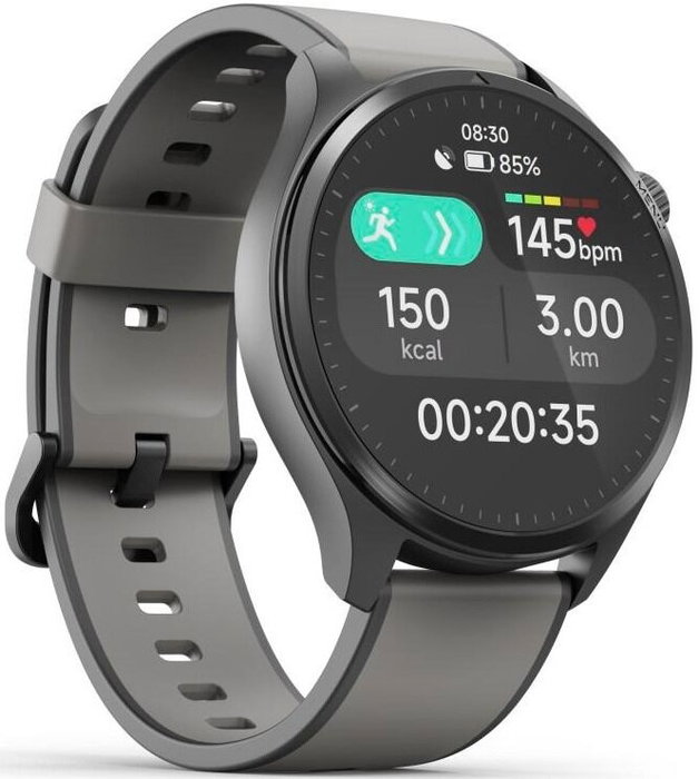 Hama Smartwatch 9000 Reloj Inteligente Negro-Gris Caja de Acero y Pulsera de Silicona GPS Pulsómetro SpO2 Amoled