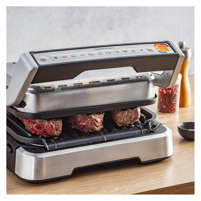 Tefal OptiGrill 2in1 GC773D10 Parrilla Eléctrica Acero Inoxidable 2100W 600cm²