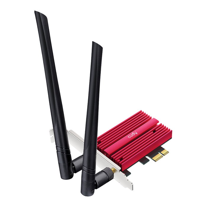 Cudy BE9300 Adaptador WiFi 7 PCIe para PC, Interno e Inalámbrico, Bluetooth 5.4, 5765 Mbps, Banda Triple (2.4/5/6 GHz), Antena Externa 2x2, Compatible con Windows 11