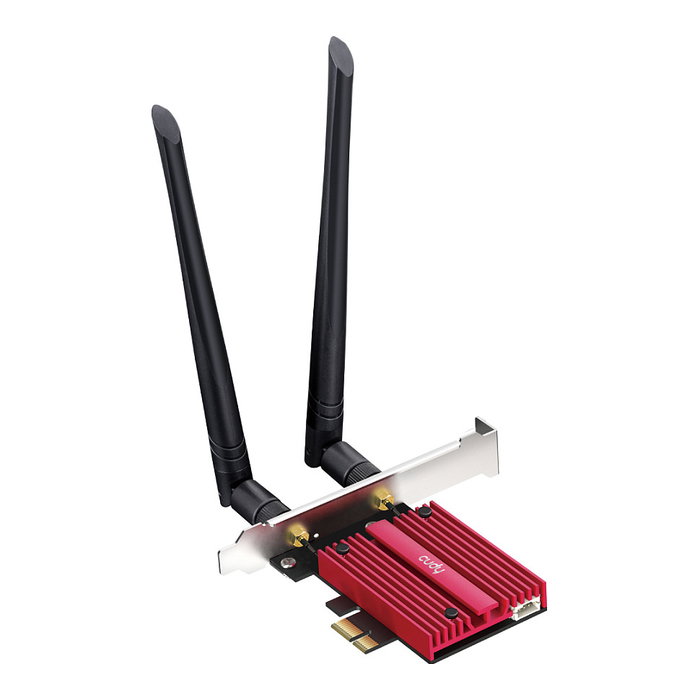 Cudy BE9300 Adaptador WiFi 7 PCIe para PC, Interno e Inalámbrico, Bluetooth 5.4, 5765 Mbps, Banda Triple (2.4/5/6 GHz), Antena Externa 2x2, Compatible con Windows 11