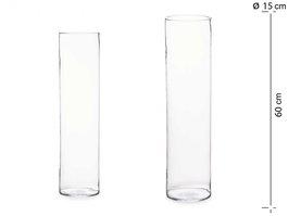 Giftdecor Jarrón de Cristal Cilíndrico Transparente - 15 cm de Diámetro x 60 cm de Alto - Vidrio