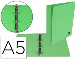 Liderpapel Carpeta de 4 anillas 25 mm A5 Cartón Forrado PVC Verde