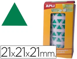 Apli Gomets Autoadhesivos Triangulares Verdes 21x21x21 mm Rollo 2832 Unidades