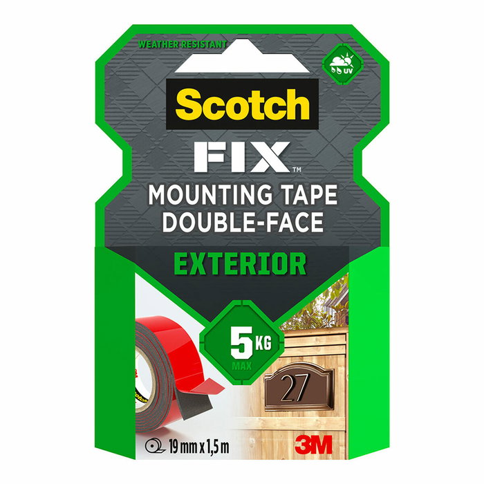 Scotch Cinta de montaje de doble cara para exteriores 19 mm x 1,5 m Scotch Cinta de montaje de doble cara para exteriores 19 mm x 1,5 m