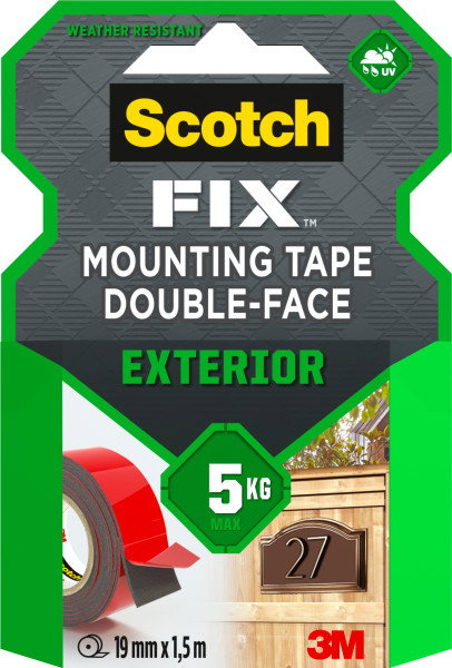 Scotch Cinta de montaje de doble cara para exteriores 19 mm x 1,5 m
