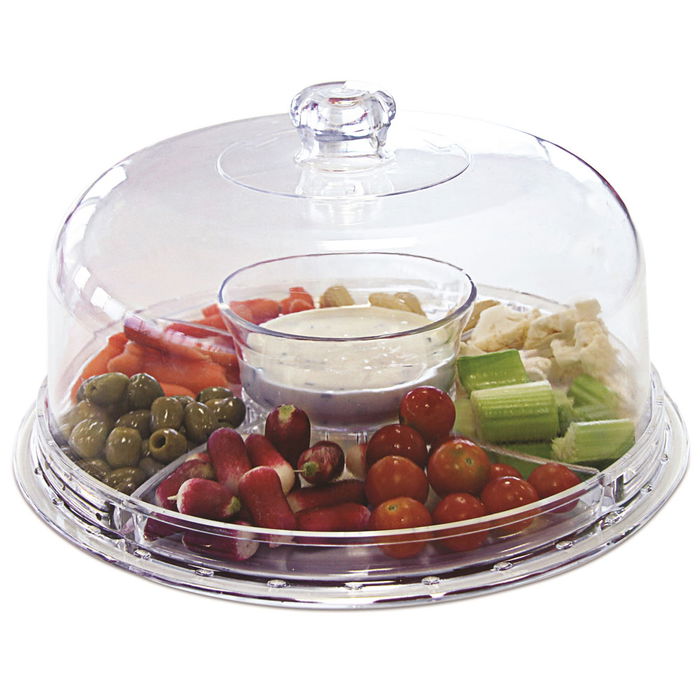 Home Deco Factory Pastelera / Chip-Dip Transparente Plástico 2 Piezas Múltiples Combinaciones Diámetro 31 cm