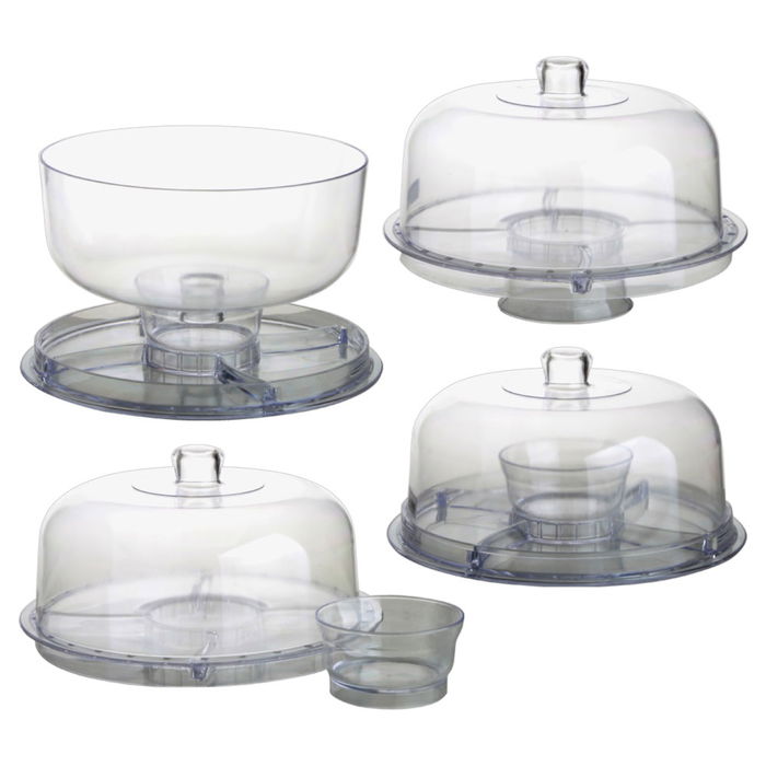 Home Deco Factory Pastelera / Chip-Dip Transparente Plástico 2 Piezas Múltiples Combinaciones Diámetro 31 cm