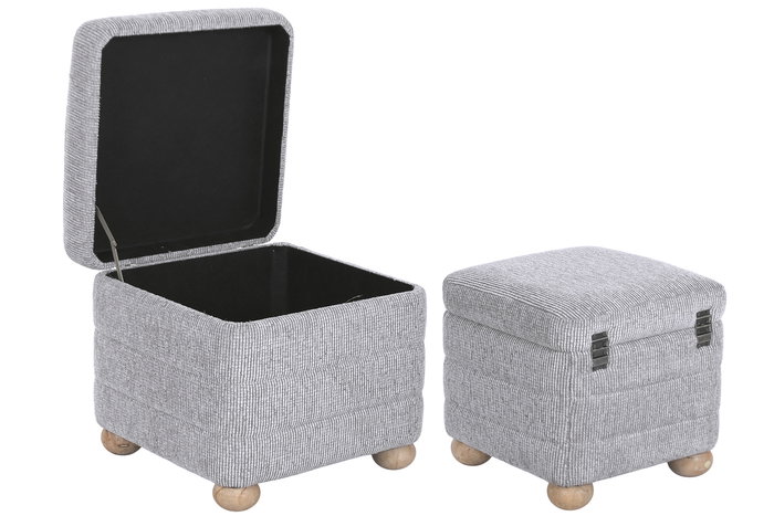 DKD Home Decor Reposapies Urban Gris Claro Marron 43 x 40 x 43 cm Set 2