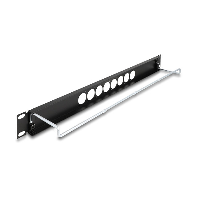 DeLOCK Panel de conexión D-Typ de 19'', 8 puertos RJ45, Montaje en Rack 1U, Negro, 78.1 mm x 44 mm