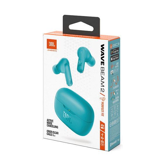 JBL Harman Wave Beam 2 Auriculares In-Ear Bluetooth con Noise-Cancelling, Azul