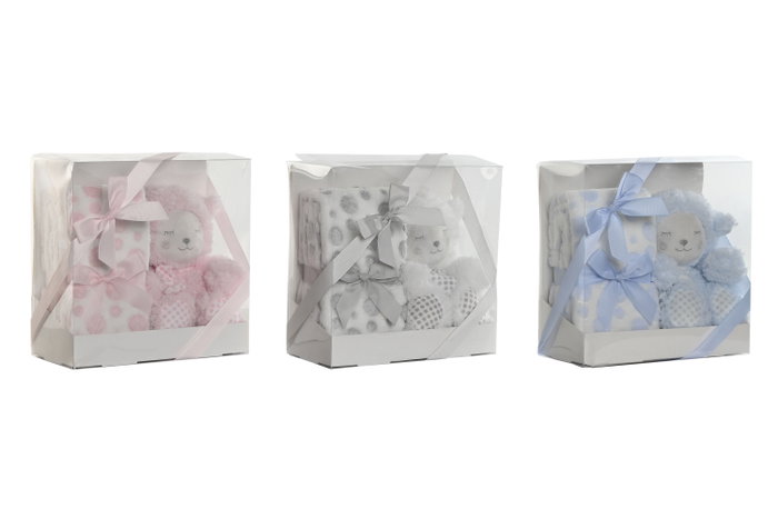 DKD Home Decor Peluche Manta Bebé Rosa, Azul, Beige Poliéster 100 x 1 x 80 cm Set 2 Piezas DKD Home Decor Peluche Manta Bebé Rosa, Azul, Beige Poliéster 100 x 1 x 80 cm Set 2 Piezas