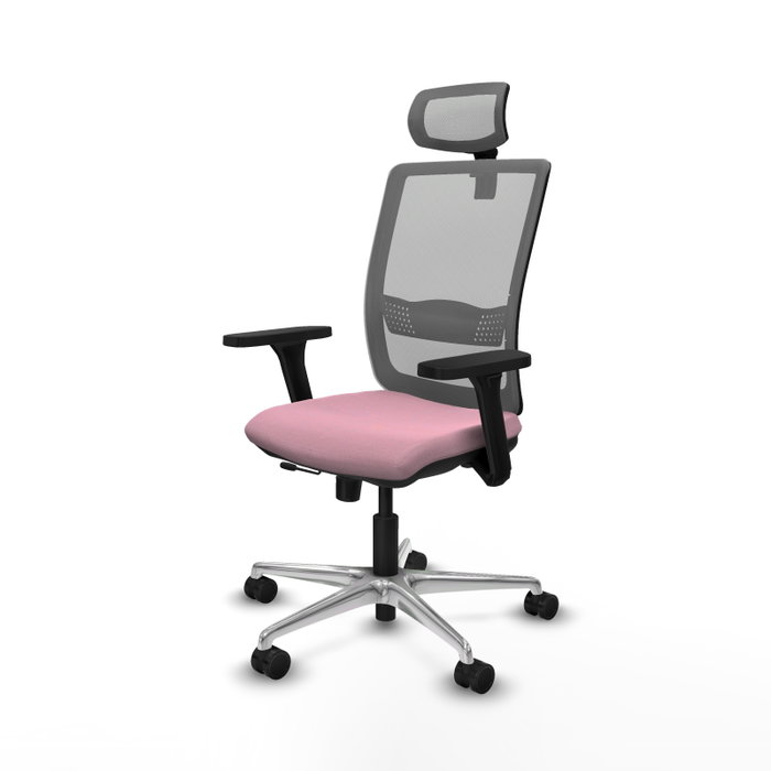 PIQUERAS Y CRESPO Silla de oficina Haches Rosa y Gris con Mecanismo Sincro/Traslack PIQUERAS Y CRESPO Silla de oficina Haches Rosa y Gris con Mecanismo Sincro/Traslack