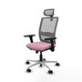 PIQUERAS Y CRESPO Silla de oficina Haches Rosa y Gris con Mecanismo Sincro/Traslack