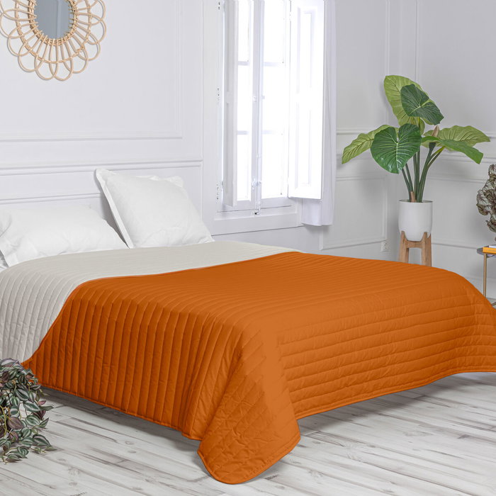 Colcha Reversible HappyFriday Basic Dash Naranja 240 x 260 cm Colcha Reversible HappyFriday Basic Dash Naranja 240 x 260 cm