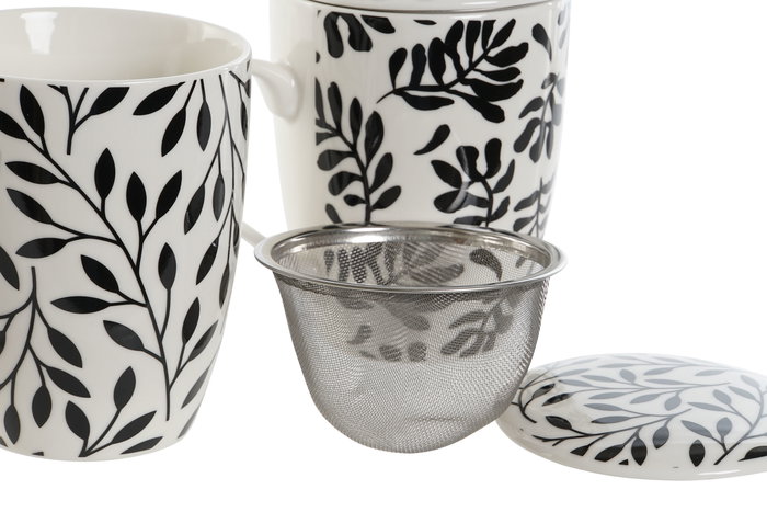 Mug Infusiones Moderno DKD Home Decor Azul Blanco 6 x 10.5 x 8.3 cm (2 Unidades)