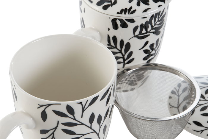 Mug Infusiones Moderno DKD Home Decor Azul Blanco 6 x 10.5 x 8.3 cm (2 Unidades)