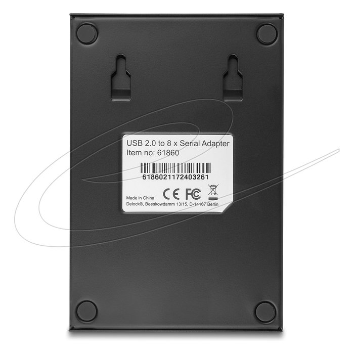 DeLOCK 61860 Adaptador USB 2.0 Serie 8 Puertos RS-232 Industria Negro Compatible Windows XP/XP-64/Vista/Vista-64/7/7-64