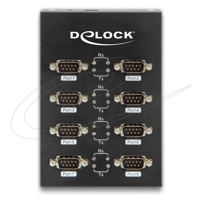 DeLOCK 61860 Adaptador USB 2.0 Serie 8 Puertos RS-232 Industria Negro Compatible Windows XP/XP-64/Vista/Vista-64/7/7-64