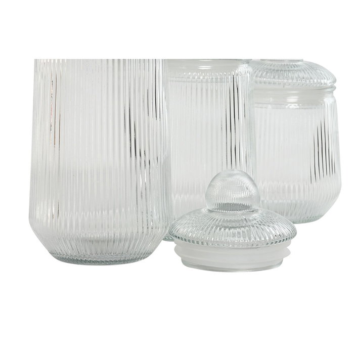 DKD Home Decor Set de 3 Botes de Cristal con Cierre Hermético