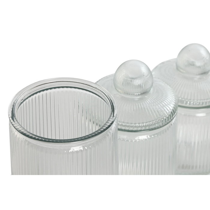 DKD Home Decor Set de 3 Botes de Cristal con Cierre Hermético