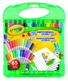 Crayola Maletín Rotuladores Lavables 65 Piezas 04-5227 con 25 Mini Rotuladores y 40 Hojas de Papel