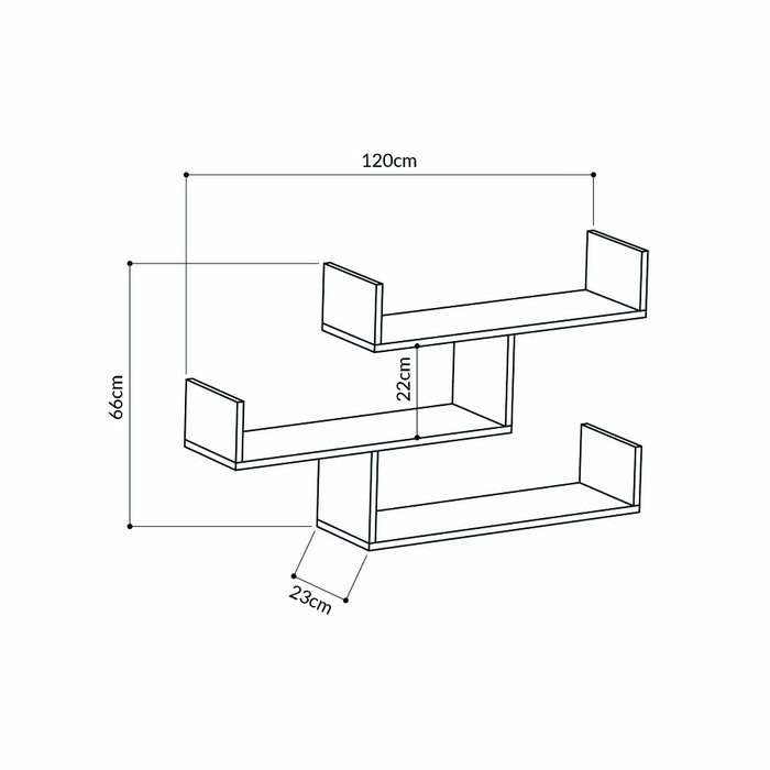Hanah Home Tibet Estantería de Pared Antracita 120cm Ancho x 67cm Alto x 22cm Profundo Hanah Home Tibet Estantería de Pared Antracita 120cm Ancho x 67cm Alto x 22cm Profundo