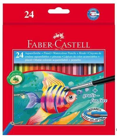 Faber-Castell Lápices de Colores Acuarelables Classic, 24 Unidades con Pincel