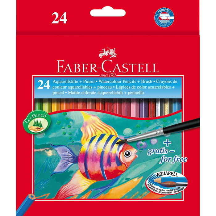 Faber-Castell Lápices de Colores Acuarelables Classic, 24 Unidades con Pincel
