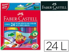 Faber castell Lápices de Colores Acuarelables Caja 24 Unidades Colores Surtidos Ecolápices Hexagonales Mina Protegida Madera Sostenible
