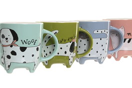 DKD Home Decor Taza de Cerámica Mug Scandi Estilo Nórdico 350 ml (Pack de 12) Colores Surtidos - Apta Microondas y Lavavajillas