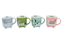 DKD Home Decor Set de 12 Tazas de Porcelana Gato y Perro de 350ml Surtidas