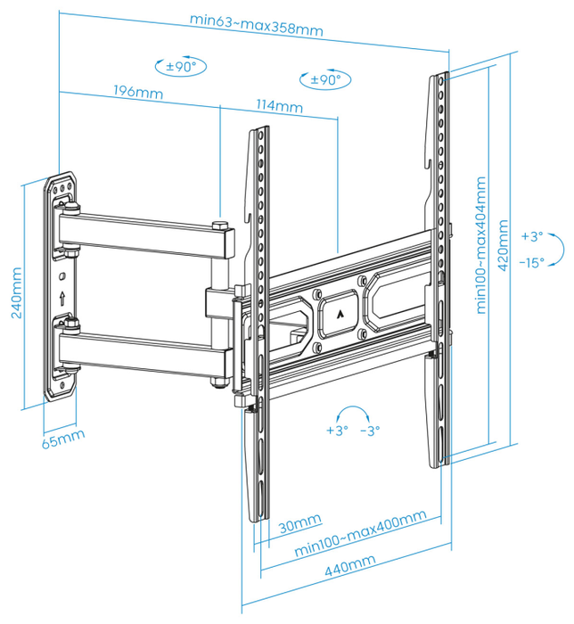 Tooq Soporte de Pared LP7843TN-B para TV de 32-55 pulgadas, Giratorio e Inclinable