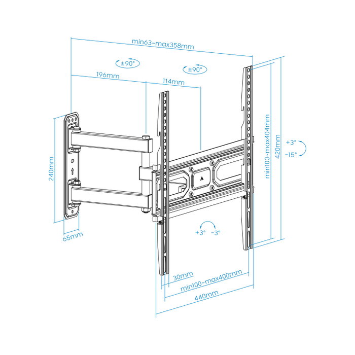 Tooq Soporte de Pared LP7843TN-B para TV de 32-55 pulgadas, Giratorio e Inclinable